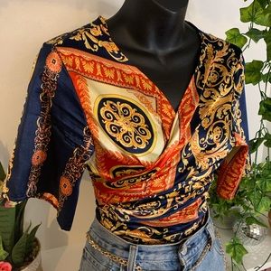 Satin tie up crop top